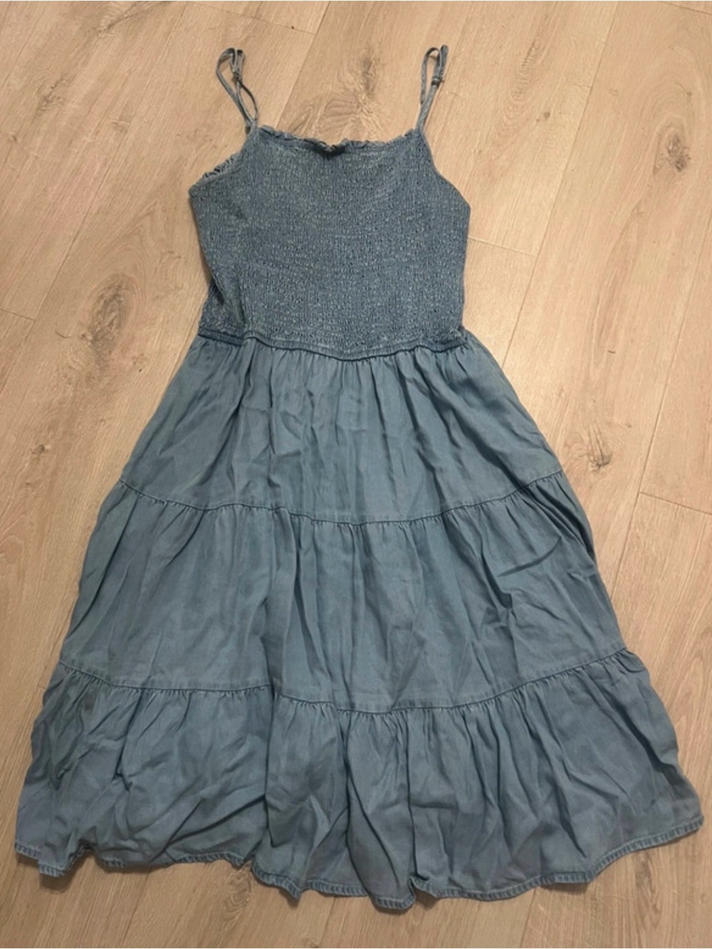 Hayden Blue Smocked Tiered Spaghetti-Strap Dress